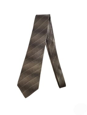 Zylos Gold George Machado Silk Diagonal Stripe Tie Brown Gold Length 56"